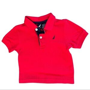 Nautica Boy’s Red with Blue Trim Polo Shirt Size 18 Months